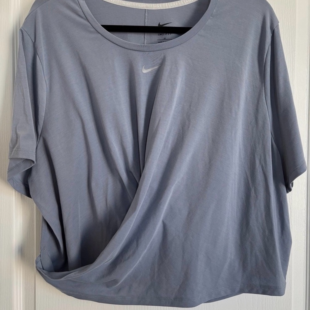 Nike Women's Light Greyish Blue Short Sleeve Dri-FIT Tee